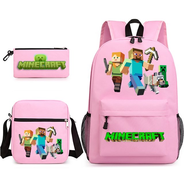 hot selling hard work afraid backpack shoulder bag pencil case three-piece schoolbag children backpack cartoon