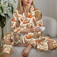 thumbnail image 6 of Honeii Leaves And Berries Print Women's Pajama Sets Long Sleeve Button Down Sleepwear Nightwear Soft Pjs Lounge Sets 2PCS-XX-Large, 6 of 7
