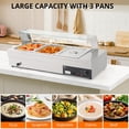 thumbnail image 4 of Accreate Commercial Buffet Warmer with 3 x 12QT Food Pans - 1500W Electric Steam Table, Tempered Glass Cover, Adjustable Temperature Control (86-185°F), Stainless Steel Design, 4 of 7