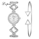 thumbnail image 2 of Reloj femenino con diamantes de imitación y esfera redonda de cuarzo con correa de aleación y pulsera (blanco plateado), 2 of 4