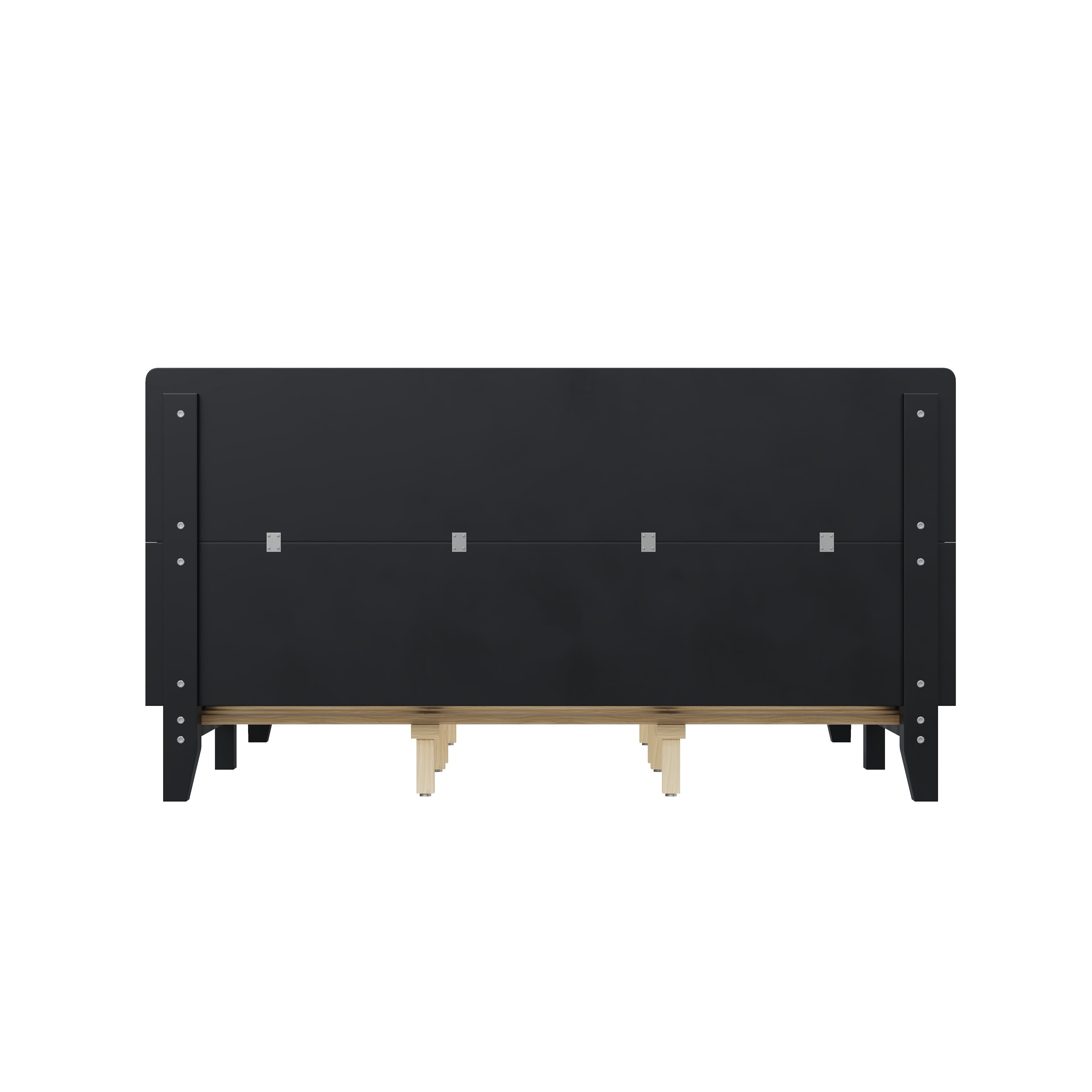 Euroco Wood King Size Platform Bed with Headboard, Black
