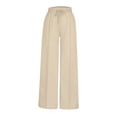 thumbnail image 5 of Womens Barrel Sweatpants Wide Leg Straight Plus Size Drawstring High Waist Loose Workout Athletic Joggers Pants Khaki, 5 of 6