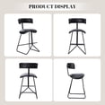 thumbnail image 6 of Memoryfield Bar Stools Set of 2, Modern Counter Height Stools with Back, Faux Leather Bar Chairs with Ergonomic Backrest & Metal Legs for Kitchen Island, Home Bar, Black, 6 of 8