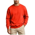 thumbnail image 3 of PNTUTB Men's Hoodless Sweatshirt Crew Neck Pullover Long Sleeve Solid Color Basic Top Casual Loose Comfort Daily Fall Winter Fashion Sweatshirt, 3 of 7