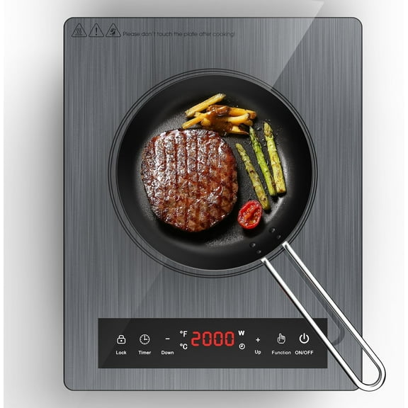 VBGK Induction Cooktop Portable 120V Induction Single Burner with Plug, 1800W Countertop Hot Plate for Cooking,199 Minutes & Auto Shutdown Induction Burner,Child Lock Electric Burner