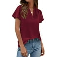 thumbnail image 5 of PRETTYGARDEN Women's Summer Blouses Dressy Casual Ruffle Cap Sleeve V Neck Business Work Trendy Cute Tops Spring Outfits, 5 of 10