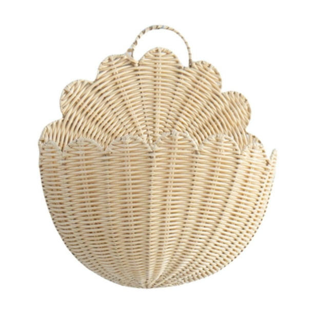 Cesta colgante de pared de imitación de ratán, decoración del hogar, multifuncional, hecha a mano. XS