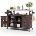 thumbnail image 2 of ZIVACATE Outdoor Grill Cart With Storage Solid Wood Kitchen Island on Wheel Stainless Steel Tabletop, 2 of 8