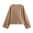 thumbnail image 2 of Abrigo básico de moda para mujer, chaqueta informal de manga larga con cuello de solapa, sin botones, cálida, Otoño e Invierno, 2 of 5