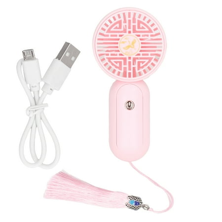 

Qiilu Handheld Mini Fan Three Level Wind Speed One Key Switch USB Charging Portable Pink Fan Outdoor Handheld Fan