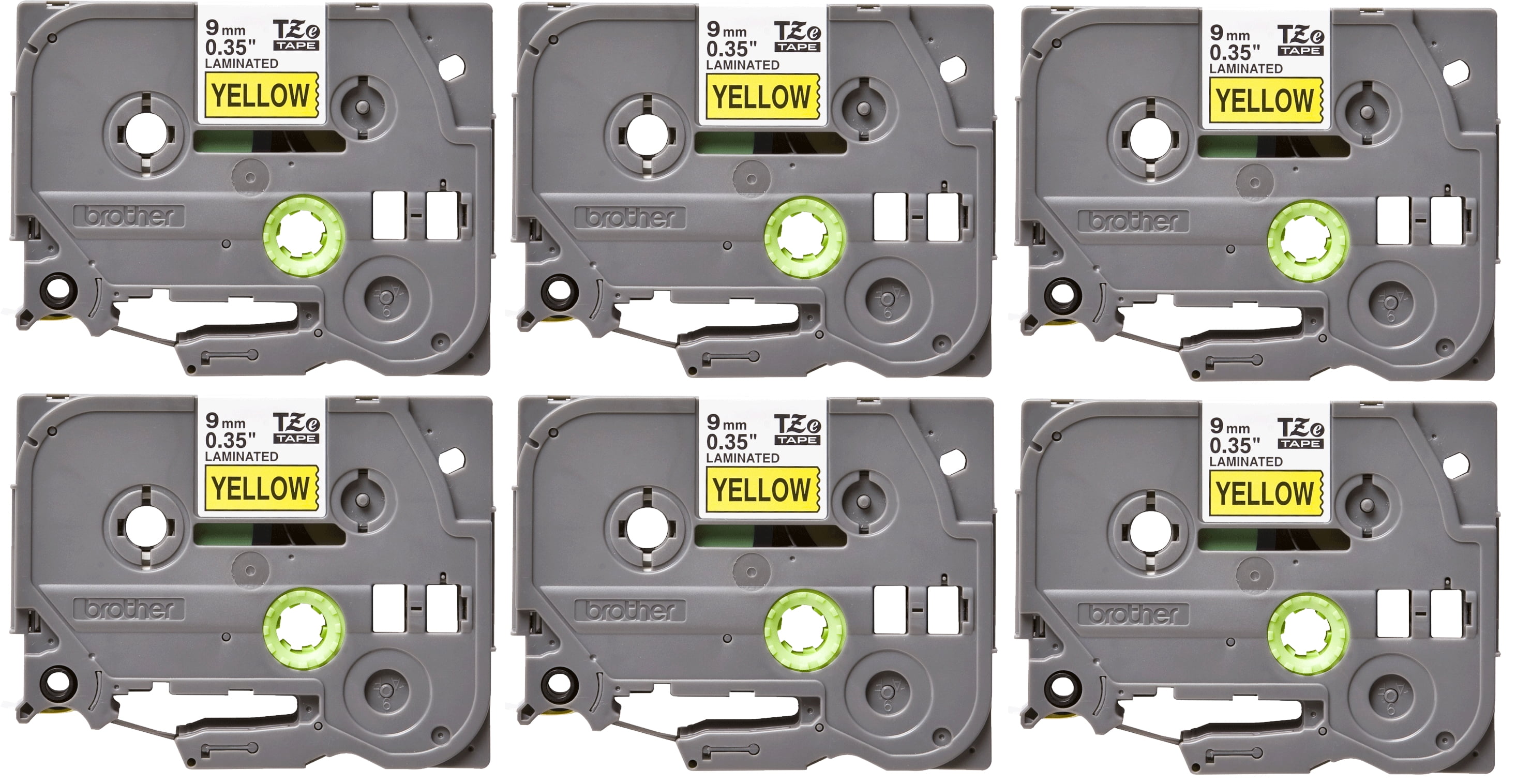 Brother Genuine P-Touch 6-Pack TZe-621 Laminated Tape Black Print on Yellow S... 