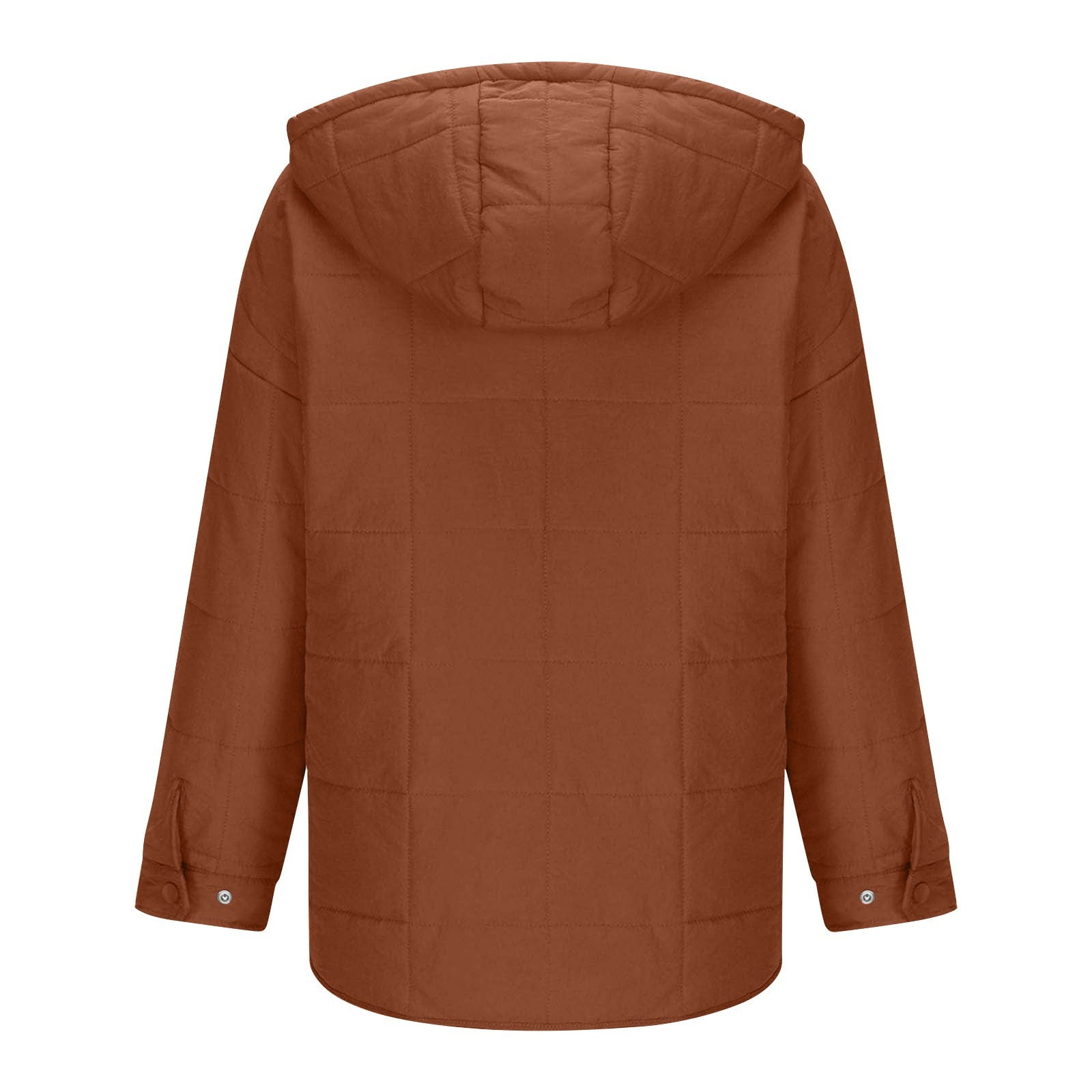 Rigardu Hoodies for Women Pullover Women's Quilted Pullover Puffer Jacket Oversized Long Sleeve Hooded Coats Winter Warm Lightweight Outwear with Pocket Womens Hoodies Brown 3Xl