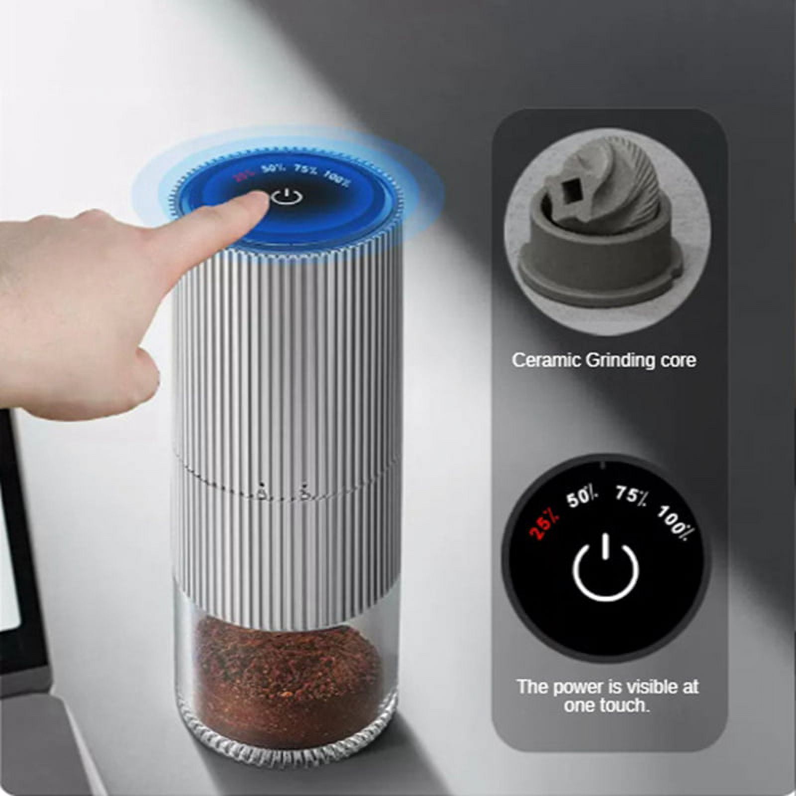 Molinillo De Café Eléctrico Recargable USB - Mecanismo Cónico, Molienda Rápida, Compacto (20x7x7cm)