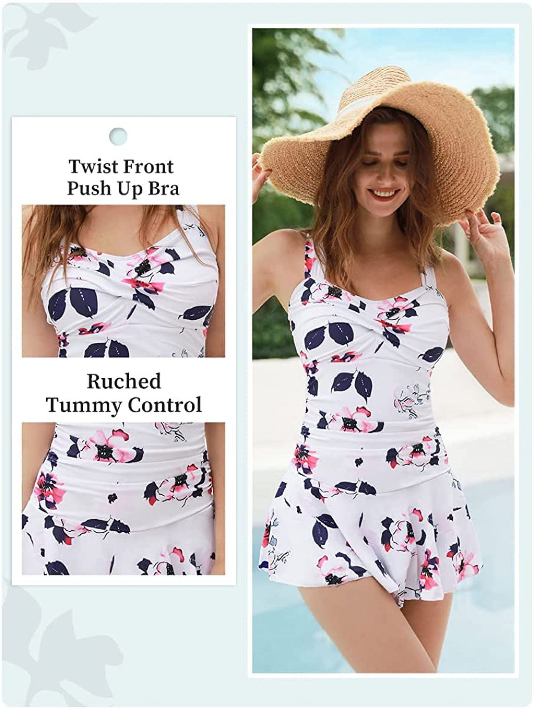 Summer Mae Women's Swimwear One Piece Slimming Skirt Tummy Control Swimdress Bathing Suit