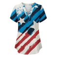 thumbnail image 3 of DPTALR Women's V Neck Independence Day Cross Printing Nursing Uniform Short Sleeve Tops, 3 of 4
