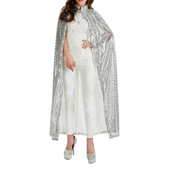 Women Men's Cape Hooded Sequin Carnival Adult Props Sequin Cape Coat Dress Summer Scarfs Lightweight Dress Scarf for Women Sweater Scarf Wrap Overcoat for Women Long Evening Shawls for Women
