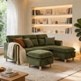 thumbnail image 3 of Villeston Modern U-Shape Sectional Sofa , 3 Seat Lounge Sleeper with Double Ottomans for Living Room,Emerald, 3 of 7