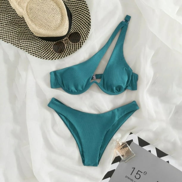 WILLBEST Bikini de Mujer, Traje de Baño de Color, Sexy, para Mujer, con Aros En Los Hombros, Bikini, Traje de Baño Bikini
