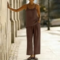 thumbnail image 6 of hoksml Women's 2 Piece Linen Cotton Set, Vacation Outfits for Women, Cami Top and Wide Leg Pants, 6 of 6