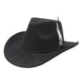 thumbnail image 2 of SRZYMJ Western Cowboy Hat for Men Women Cowboy Cowgirl Hat Outdoor Wide Brim Retro Felt Fedora Hats Unisex Rolled up Caps, 2 of 4