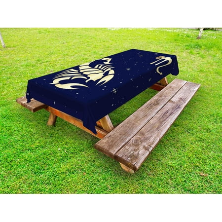 

Zodiac Scorpio Outdoor Tablecloth Esoteric Future Prediction Theme Night Sky with Stars and Symbol Decorative Washable Fabric Picnic Tablecloth 58 X 104 Inches Indigo and Pale Yellow by Ambesonne