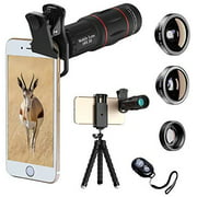 SEGEMS Hottest Premium 18x telephoto Lens+ 4 in1 Lens kit+Premium 18x Telescope+180 fisheye+0.4X Wide Angle+10x Macro