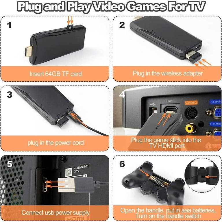 Retro Game Stick - Revisit Classic Games with Built-In 9 Emulators, 20,000+ Games, 4K HDMI Output, and 2.4GHz Wireless Controller for TV Plug and Play