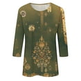 thumbnail image 5 of CYMMPU Blouses for Women Dressy Casual Round Neck Tunic Tops Spring Tops Flower Printed Summer Trendy Shirts Loose Fit 3/4 Sleeve Lightweight Basic Tees Green S, 5 of 5