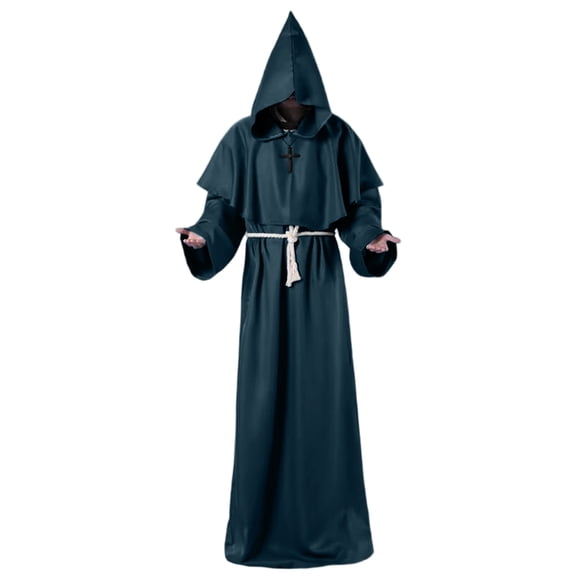 Medieval Monk Robe, Hooded Religious Gown, Hooded Cosplay Tunic, Hooded Robe Halloween Medieval Renaissance Cloaks Unisex Adult Monk Friar Priest Wizard Cloak Hooded Robe Cosplay Capes, XXL