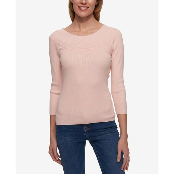 Tommy Hilfiger Suéter con chal inverso para mujer, rosa, extragrande