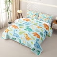 thumbnail image 3 of Homewish Watercolor Dinosaur Quilt King for Kids Boys Girls, Colorful Dino King Coverlet Set, 3pcs, 1 Comforter and 2 Pillowcases, 3 of 7