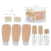 Unique Bargains 8 Pcs Travel Container Set Portable Travel Bottles Set Nude Beige
