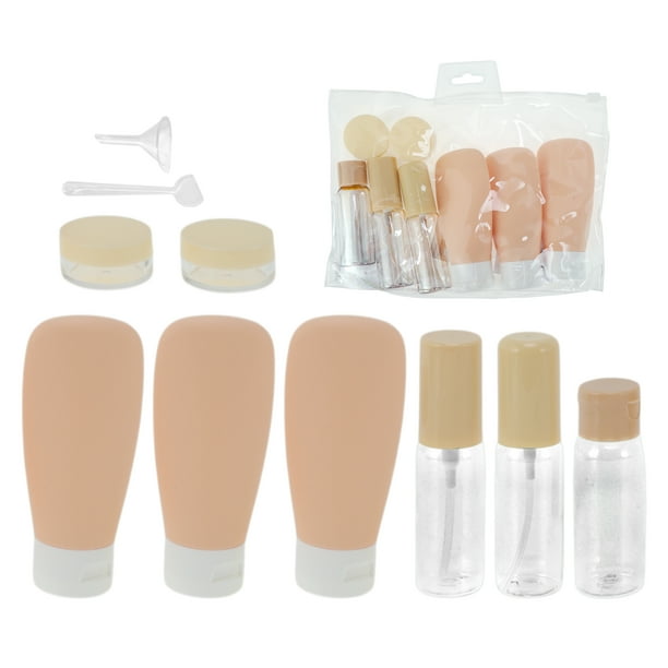 Conjunto de 8 Contenedores de Viaje Unique Bargains Botellas Portátiles Color Beige Nude