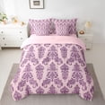 thumbnail image 2 of Castle Fairy Purple Hippie Damask Bedding Comforter Set,Bohemian Flower King Bedding Sets, 2 of 8