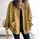 thumbnail image 3 of Chaquetas para mujer, estilo coreano, sueltas, de algodón sólido, cárdigans rómbicos, abrigos de manga larga con una sola botonadura, ropa vintage para mujer, 3 of 4
