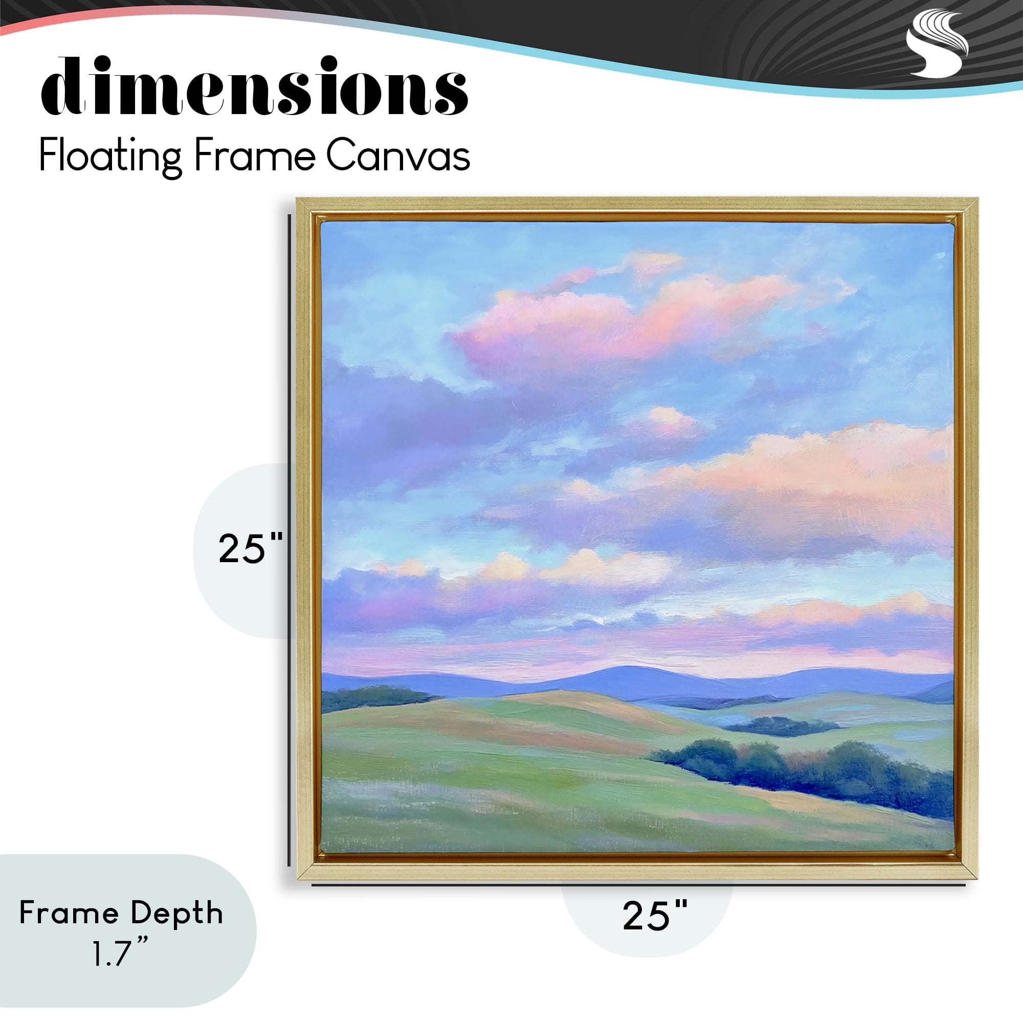 Stupell Industries Rolling Hills with Soft Sunset Gold Framed Floater Canvas Wall Art, design by Creative Studio