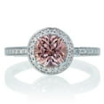 thumbnail image 2 of 2 Carat Unique Classic Halo Round Morganite and Diamond Bridal Ring Set on 10k White Gold, 2 of 3