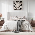 thumbnail image 2 of Amolife Queen Size Lift Up Hydraulic Storage Bed Frame, Platform Bed with Upholstered Wingback Headboard with Vertical Channel Tufting, White, 2 of 9