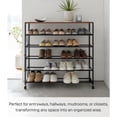 thumbnail image 6 of Yamazaki Home Rolling Five-Tier Shoe Rack, Black, Steel + Wood, Wheels, 6 of 7