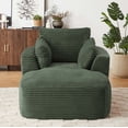 thumbnail image 3 of Miniyam 45 x 64 inch Green Oversized Chaise Lounge Chair Indoor, Corduroy Upholstered Modern Sofa Couch, No Assembly Required, Compressed Sleeper Sofa for Living Room/Dorm/Apartment, 3 of 7