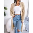 thumbnail image 2 of Women's Apricot Long Sleeve Open Front Knit Cardigan, Soft Warm Acrylic Fiber Solid Color Sweater Coat, Size L, 2 of 8