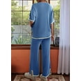 thumbnail image 4 of Short-Sleeved Knitted Trousers Suit Blue M, 4 of 7
