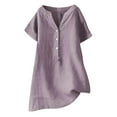 thumbnail image 2 of CHOK Blouse d'Été pour Femmes Col en V Manches Courtes Tunique Ample à Boutons, 2 of 7