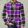 thumbnail image 5 of Zimjoy Mens Plaid Blazer Casual Slim Fit Corduroy Suit Jacket Vintage One Button Checkered Blazer Work Office Business Blazers Jackets Birthday Party Sport Coats, Purple 3XL, 5 of 5