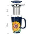 thumbnail image 6 of 18oz Ceramic Sunflower Mug with Infuser, Lid & Steel Strainer Perfect for Daily Tea & Coffee Brewing, Sleek Navy Blue, Dishwasher Safe, 6 of 6