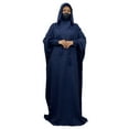 thumbnail image 2 of Qulqfy Maxi Womens Dress Blue Kimono Sleeve Abaya Kaftan Hooded Casual Flowy Muslim Dresses Winter Dresses for Women 2025 M, 2 of 6