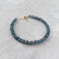 thumbnail image 2 of Teal Kyanite 3.5-4mm Rondelle Shape Smooth Cut Beads 7 inch Adjustable Gold Plated Clasp Bracelet for men, women, unisex. Link Chain Stacking Bracelet.|LINK_06390, 2 of 4