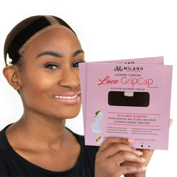 Milano Collection Chocolate Brown Adult Women’s Lace GripCap Wig Grip Band with Wig Cap, Solid Print, One Size, 2 Pack