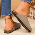 thumbnail image 5 of Suede Clogs for Women Men Retro Cork Footbed Slides Closed Round Toe Sandals Nonslip Flat Walking Shoes Khaki Size 9.5, 5 of 7