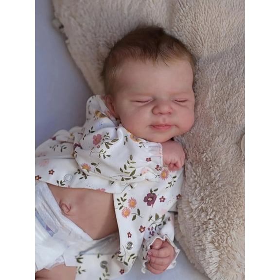 19 Inch Realistic Sleeping Reborn Baby Doll Girl with Rooted Hair and Closed Eyes for Kids Age 3